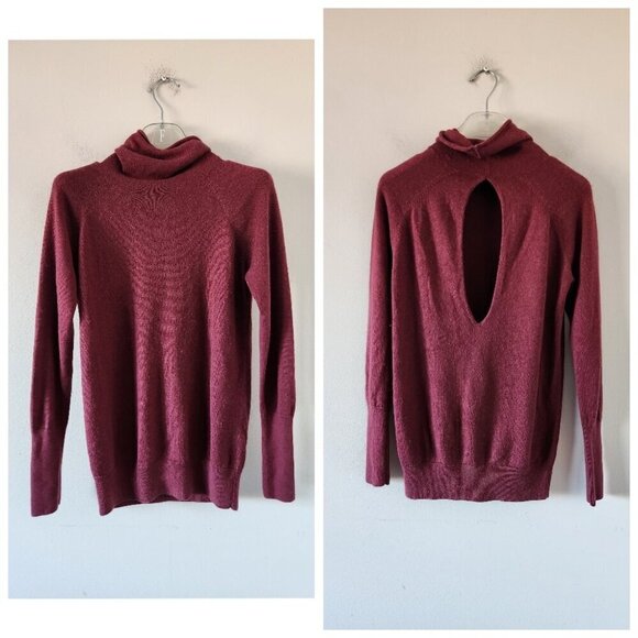 ARITZIA | Wilfred sweater mock neck open back silk cashmere red sz Small - Picture 1 of 4